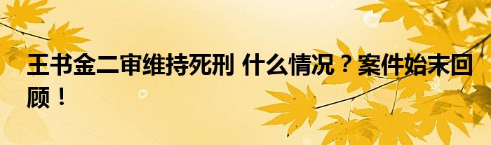 王书金二审维持死刑 什么情况？案件始末回顾！