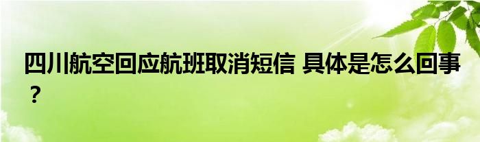 四川航空回应航班取消短信 具体是怎么回事？