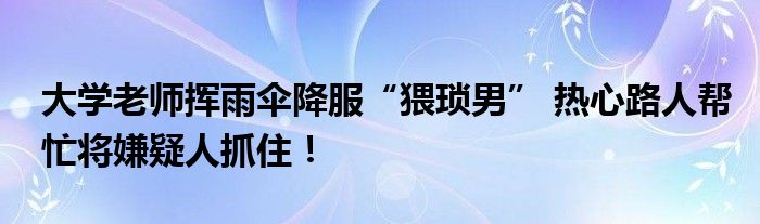 大学老师挥雨伞降服“猥琐男” 热心路人帮忙将嫌疑人抓住！