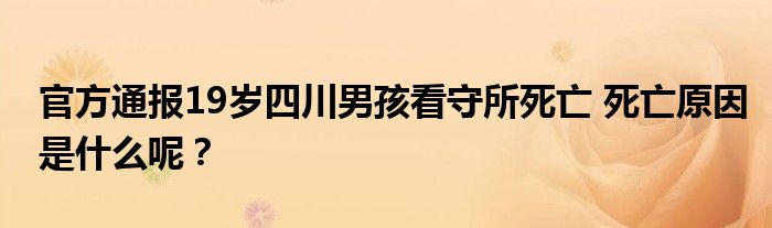 官方通报19岁四川男孩看守所死亡 死亡原因是什么呢？