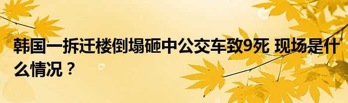 韩国一拆迁楼倒塌砸中公交车致9死 现场是什么情况？