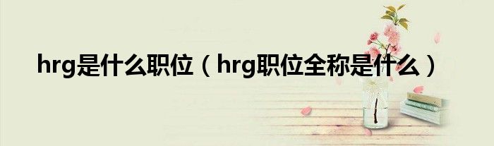 hrg是什么职位（hrg职位全称是什么）