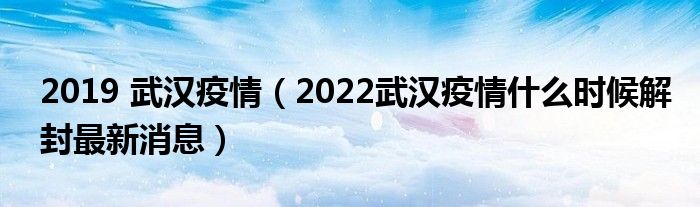 2019 武汉疫情（2022武汉疫情什么时候解封最新消息）