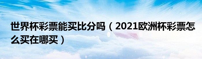 世界杯彩票能买比分吗（2021欧洲杯彩票怎么买在哪买）