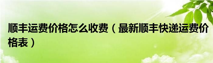 顺丰运费价格怎么收费（最新顺丰快递运费价格表）