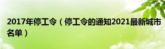 2017年停工令（停工令的通知2021最新城市名单）