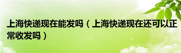 上海快递现在能发吗（上海快递现在还可以正常收发吗）