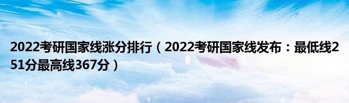 2022考研国家线涨分排行（2022考研国家线发布：最低线251分最高线367分）