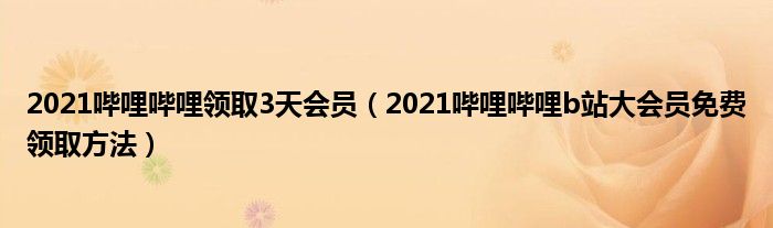 2021哔哩哔哩领取3天会员（2021哔哩哔哩b站大会员免费领取方法）