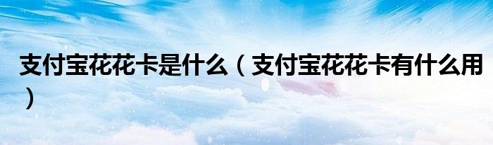 支付宝花花卡是什么（支付宝花花卡有什么用）