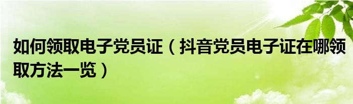 如何领取电子党员证（抖音党员电子证在哪领取方法一览）