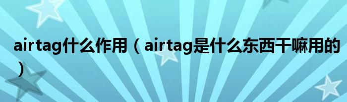 airtag什么作用（airtag是什么东西干嘛用的）