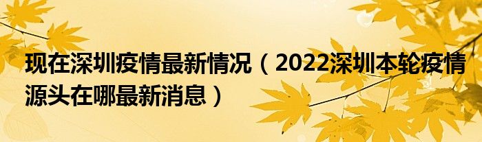 现在深圳疫情最新情况（2022深圳本轮疫情源头在哪最新消息）