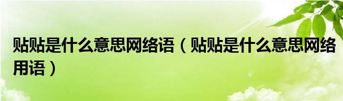 贴贴是什么意思网络语（贴贴是什么意思网络用语）