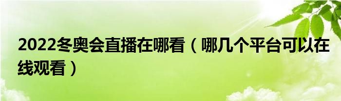 2022冬奥会直播在哪看（哪几个平台可以在线观看）