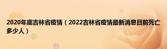 2020年底吉林省疫情（2022吉林省疫情最新消息目前死亡多少人）