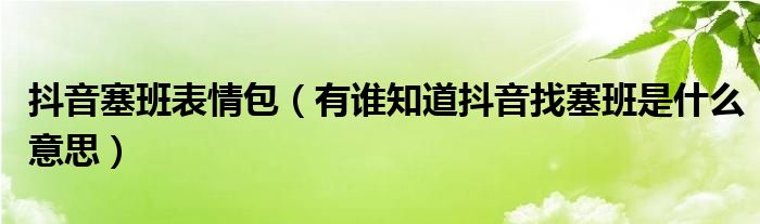 抖音塞班表情包（有谁知道抖音找塞班是什么意思）