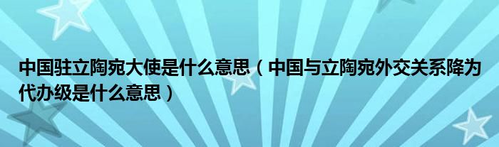 中国驻立陶宛大使是什么意思（中国与立陶宛外交关系降为代办级是什么意思）