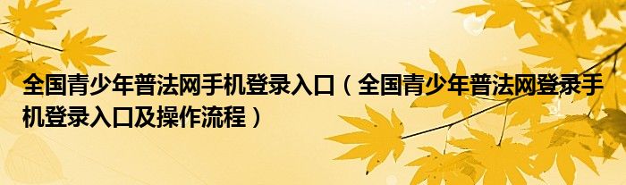 全国青少年普法网手机登录入口（全国青少年普法网登录手机登录入口及操作流程）