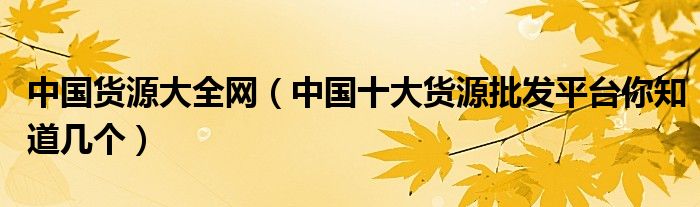 中国货源大全网（中国十大货源批发平台你知道几个）