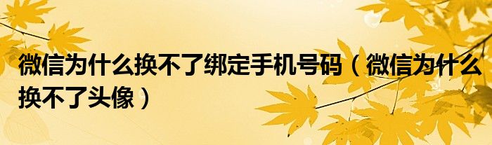 微信为什么换不了绑定手机号码（微信为什么换不了头像）