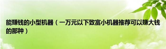 能赚钱的小型机器（一万元以下致富小机器推荐可以赚大钱的那种）