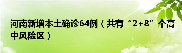 河南新增本土确诊64例（共有“2+8”个高中风险区）