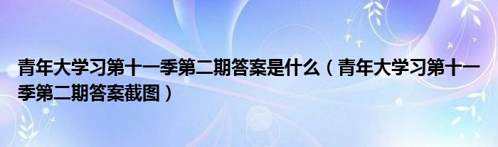 青年大学习第十一季第二期答案是什么（青年大学习第十一季第二期答案截图）