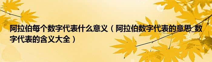 阿拉伯每个数字代表什么意义（阿拉伯数字代表的意思_数字代表的含义大全）