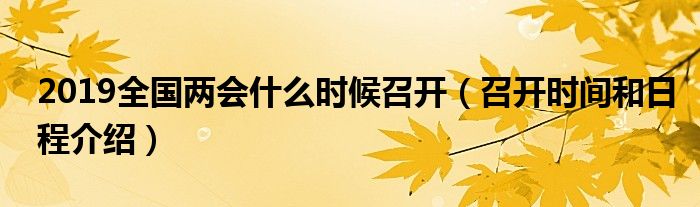 2019全国两会什么时候召开（召开时间和日程介绍）