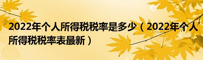 2022年个人所得税税率是多少（2022年个人所得税税率表最新）