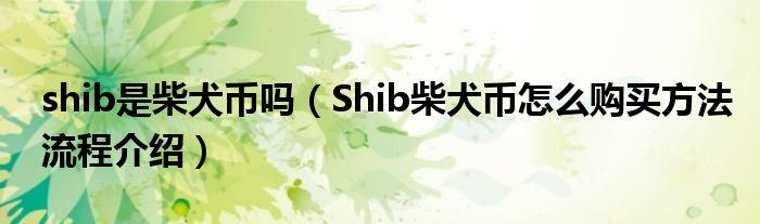 shib是柴犬币吗（Shib柴犬币怎么购买方法流程介绍）