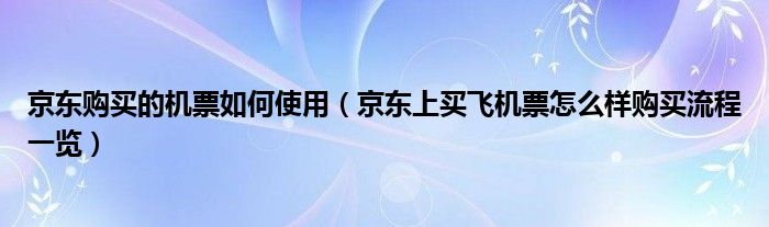 京东购买的机票如何使用（京东上买飞机票怎么样购买流程一览）