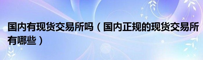 国内有现货交易所吗（国内正规的现货交易所有哪些）