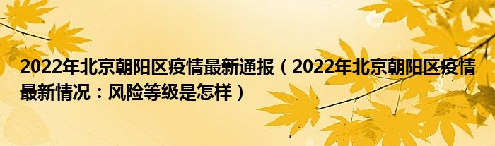 2022年北京朝阳区疫情最新通报（2022年北京朝阳区疫情最新情况：风险等级是怎样）