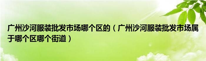 广州沙河服装批发市场哪个区的（广州沙河服装批发市场属于哪个区哪个街道）