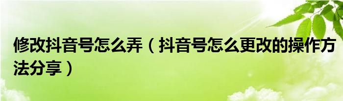 修改抖音号怎么弄（抖音号怎么更改的操作方法分享）