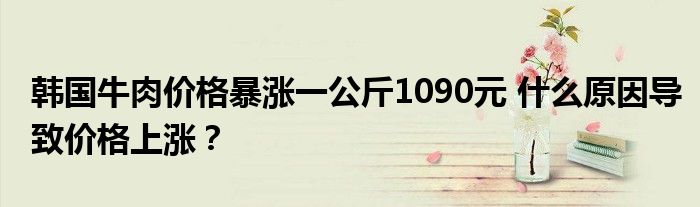 韩国牛肉价格暴涨一公斤1090元 什么原因导致价格上涨？