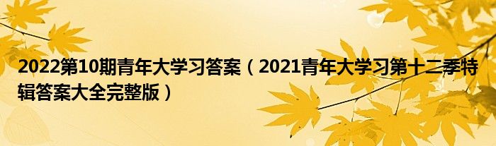 2022第10期青年大学习答案（2021青年大学习第十二季特辑答案大全完整版）