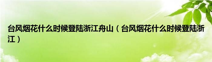 台风烟花什么时候登陆浙江舟山（台风烟花什么时候登陆浙江）