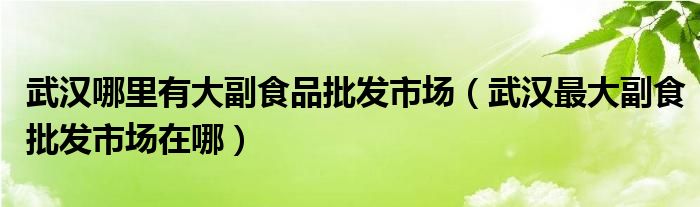 武汉哪里有大副食品批发市场（武汉最大副食批发市场在哪）