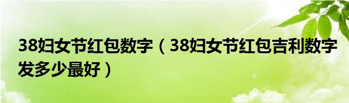 38妇女节红包数字（38妇女节红包吉利数字发多少最好）