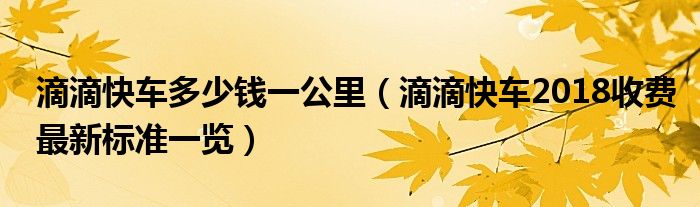 滴滴快车多少钱一公里（滴滴快车2018收费最新标准一览）