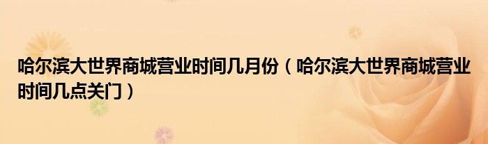 哈尔滨大世界商城营业时间几月份（哈尔滨大世界商城营业时间几点关门）