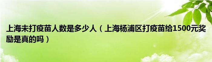 上海未打疫苗人数是多少人（上海杨浦区打疫苗给1500元奖励是真的吗）