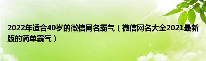 2022年适合40岁的微信网名霸气（微信网名大全2021最新版的简单霸气）