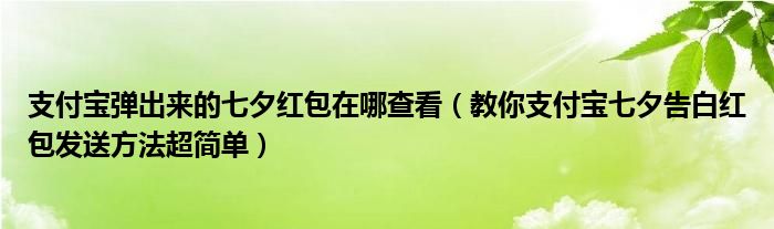 支付宝弹出来的七夕红包在哪查看（教你支付宝七夕告白红包发送方法超简单）