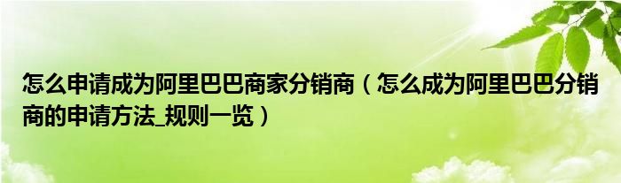 怎么申请成为阿里巴巴商家分销商（怎么成为阿里巴巴分销商的申请方法_规则一览）