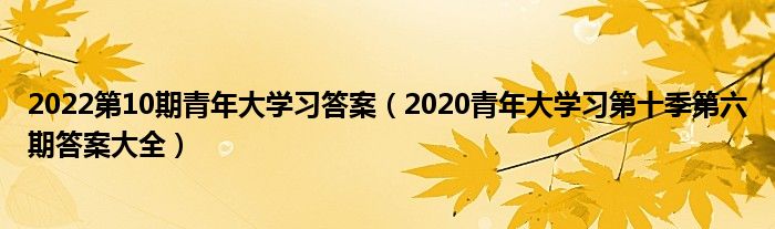 2022第10期青年大学习答案（2020青年大学习第十季第六期答案大全）