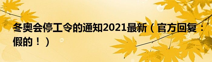 冬奥会停工令的通知2021最新（官方回复：假的！）